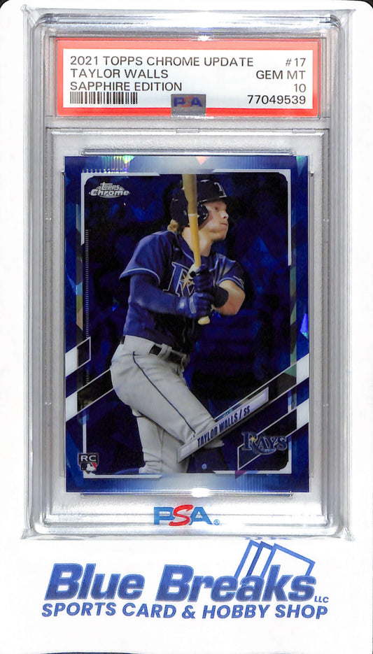 2021 Topps Chrome Update - Taylor Walls - # 17 - PSA 10 - Baseball - Tampa Bay Rays - Sapphire