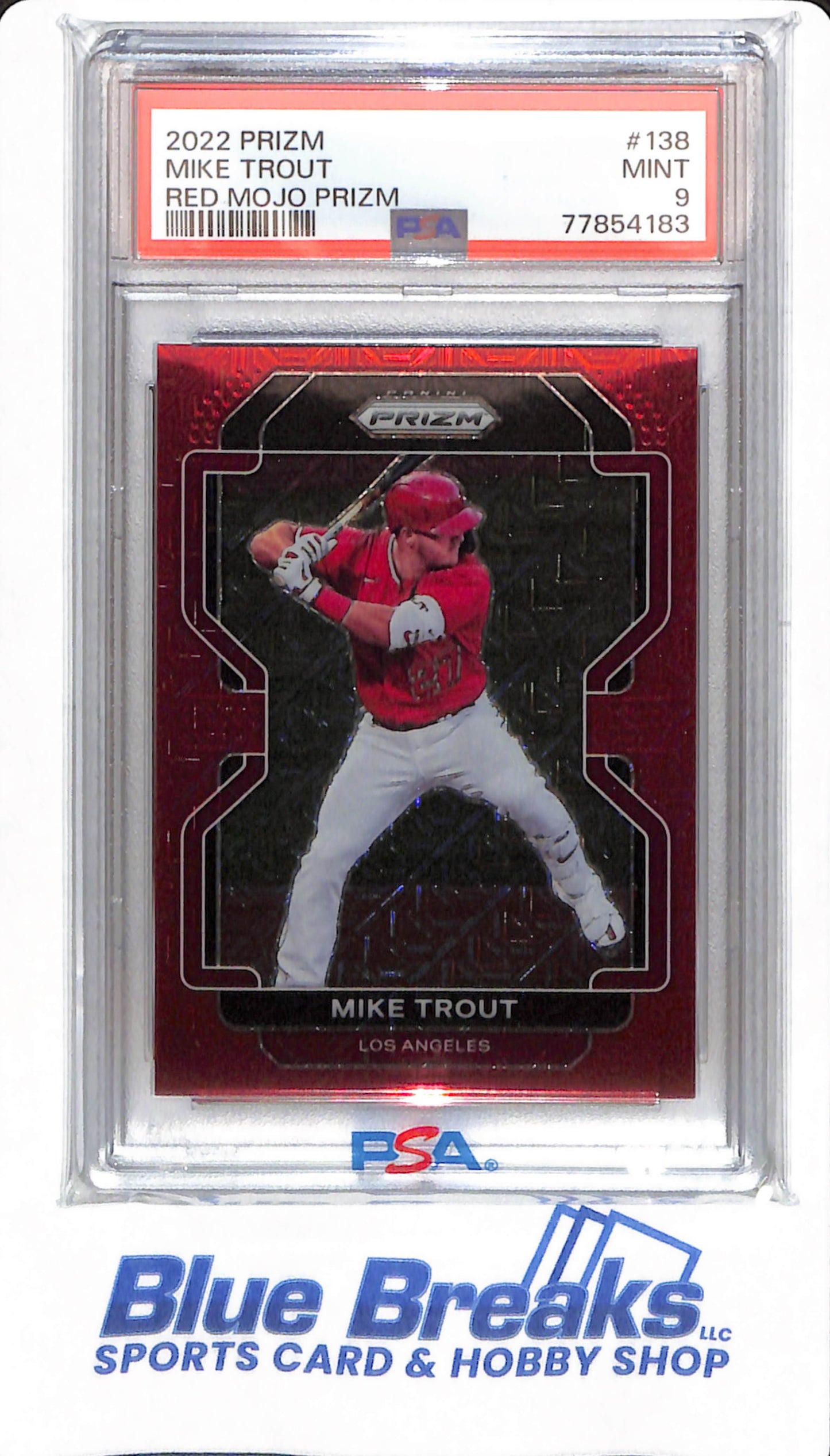 2022 Prizm - Mike Trout - #138 - PSA 9 - Baseball - Los Angeles Angels - Red Mojo Prizm - 136/149