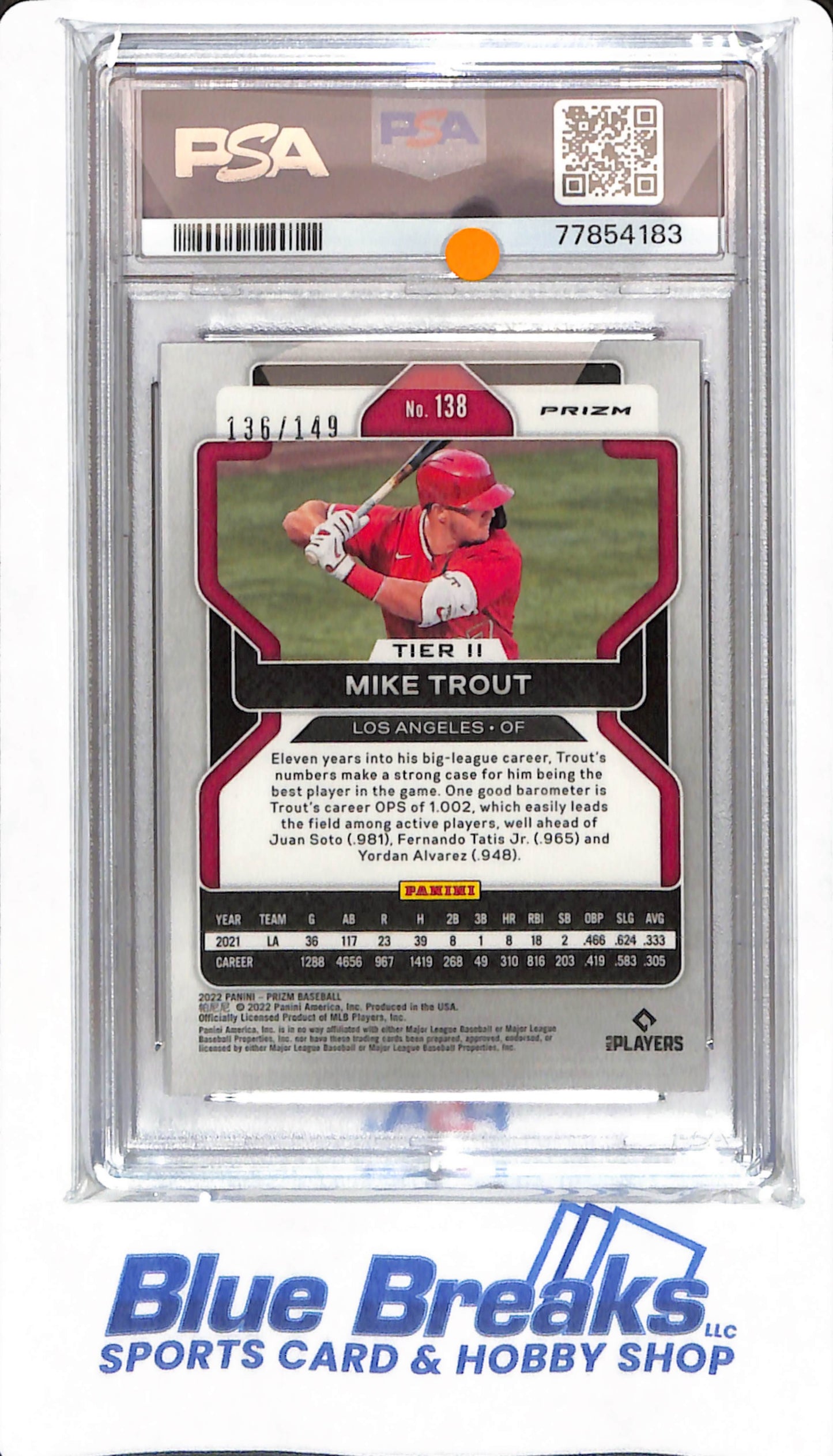 2022 Prizm - Mike Trout - #138 - PSA 9 - Baseball - Los Angeles Angels - Red Mojo Prizm - 136/149