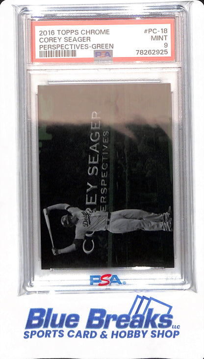 2016 Topps Chrome - Corey Seager - # PC-18 - Football - PSA 9 - Perspectives - Green - 17/99