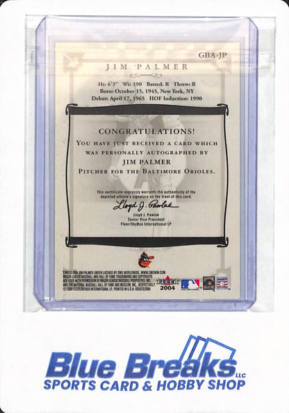 2004 Fleer Greats - Jim Palmer - # GBA-JP - Baltimore Orioles - Baseball - Autographed