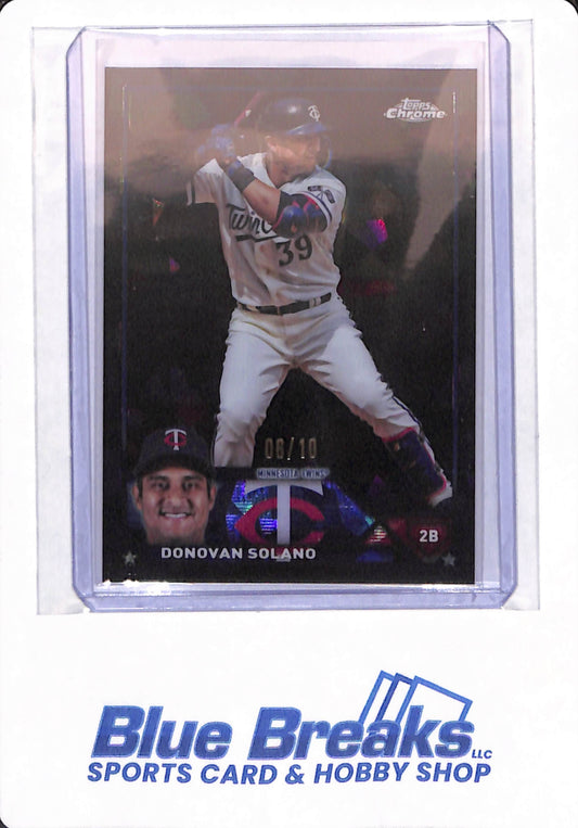 2023 Topps - Donovan Solano - # USCS106 - Minnesota Twins - Baseball - Sapphire - Black - 06/10