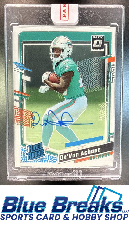 2023 Panini Donruss Optic De'Von Achane #269 Rated Rookie RPS Auto 054/199 RC Miami Dolphins