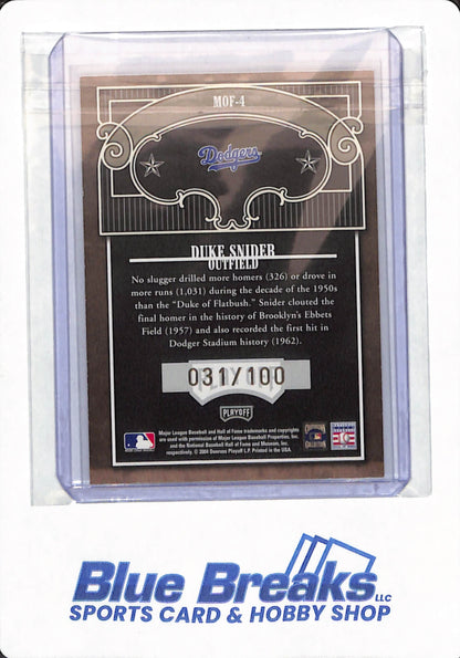 2004 Absolute - Duke Snider - # MOF-4 - Brooklyn Dodgers - Baseball - Autographed - Marks of Fame - 031/100