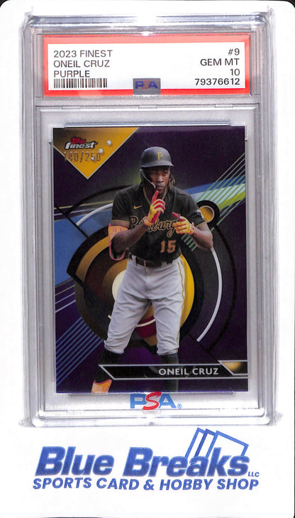 2023 Finest - Oneil Cruz - # 9 - PSA 10 - Pittsburgh Pirates - Baseball - Purple - 140/250