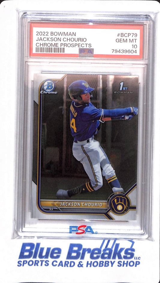 2022 Bowman - Jackson Chourio - # BCP79 - Milwaukee Brewers - Baseball - PSA 10 - Chrome Prospects