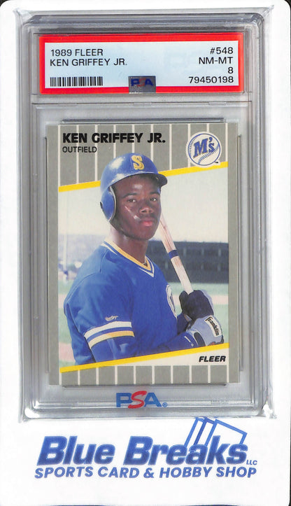 1989 Fleer - Ken Griffey Jr - #548 - PSA 8 - Seattle Mariners - Baseball