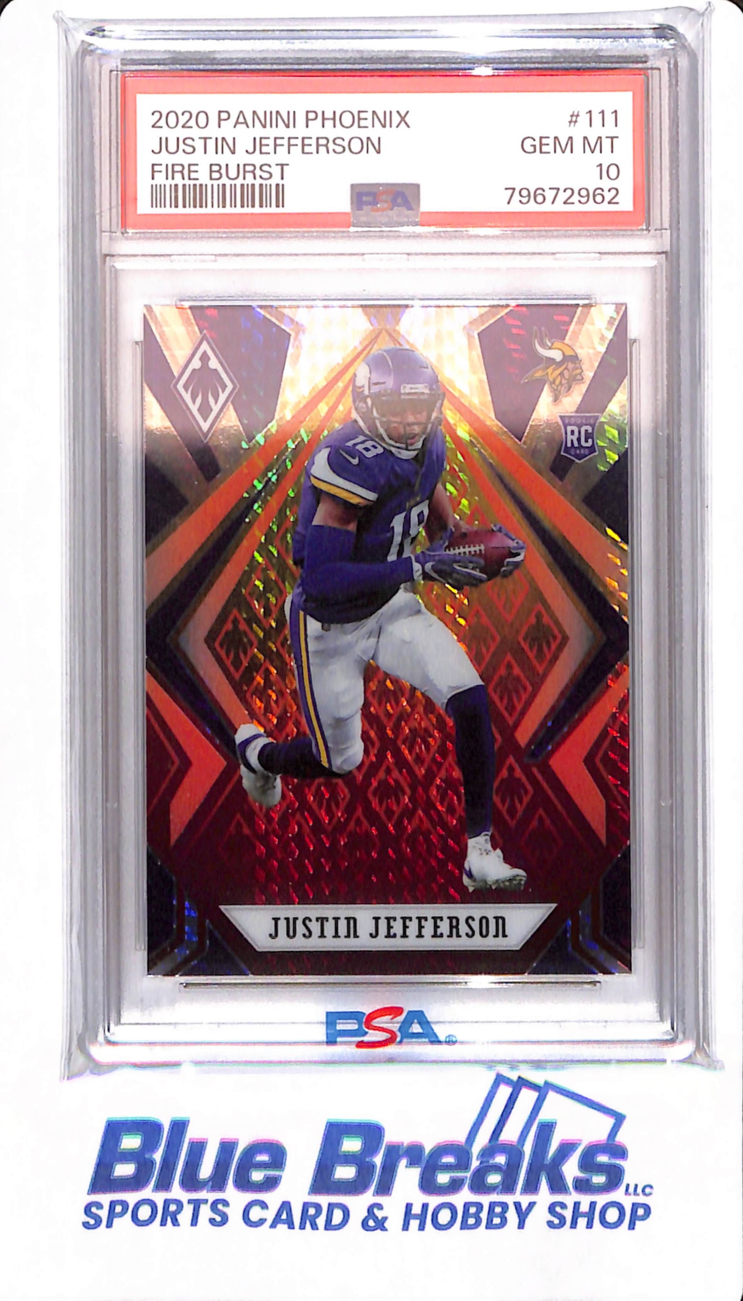 2020 Panini Phoenix - Justin Jefferson - # 111 - Minnesota Vikings - Football - PSA 10 - Fire Burst