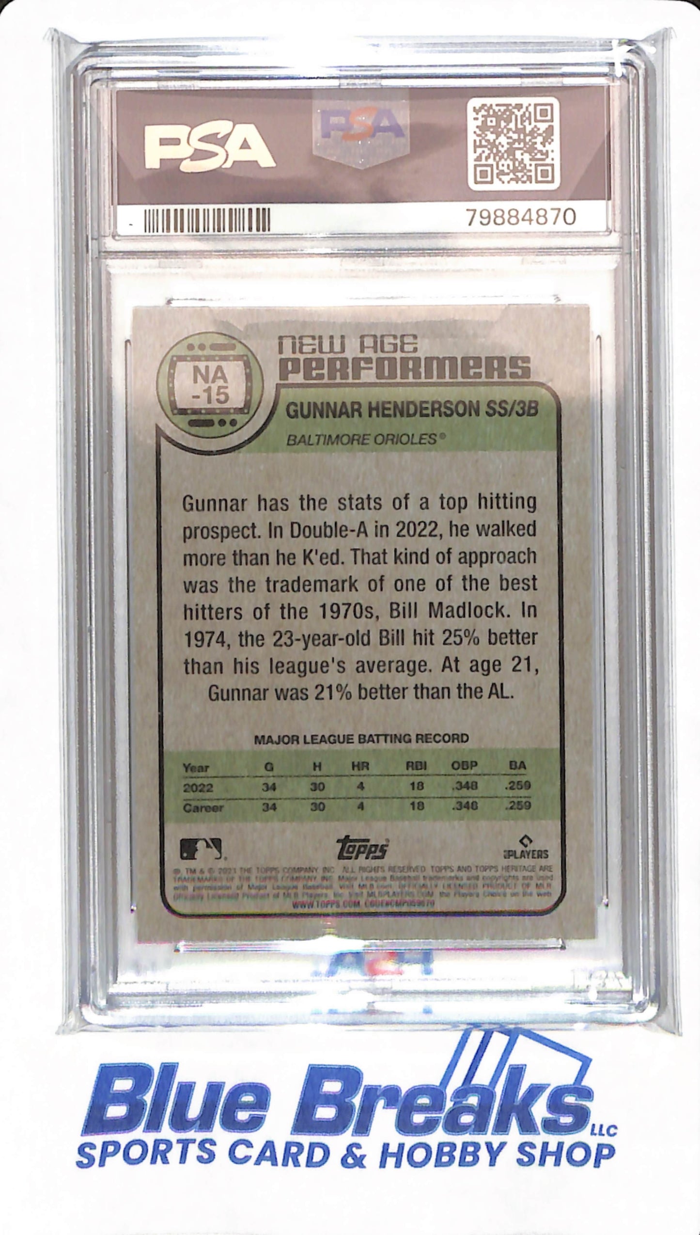 2023 Topps Heritage - Gunnar Henderson - # NA15 - Baltimore Orioles - Baseball - PSA 9 - New Age Performers
