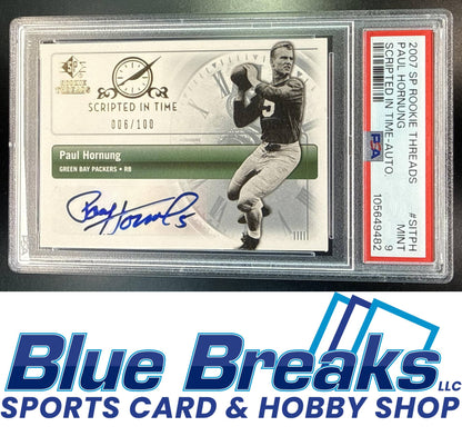 2007 SP Rookie Threads Paul Hornung #SIT-PH Scripted in Time Auto 006/100 PSA 9 Green Bay Packers