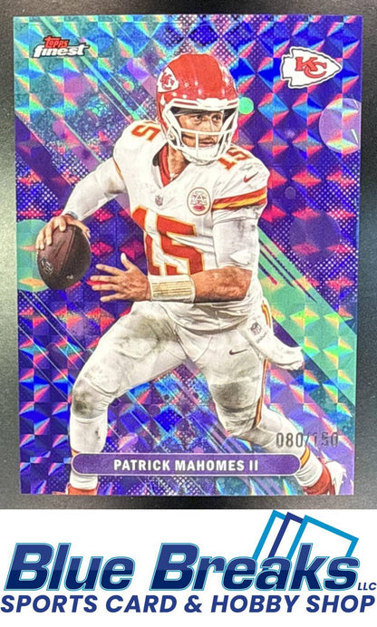2025 Topps Finest Patrick Mahomes II #58 Purple Geometric Refractor 080/150 Kansas City Chiefs