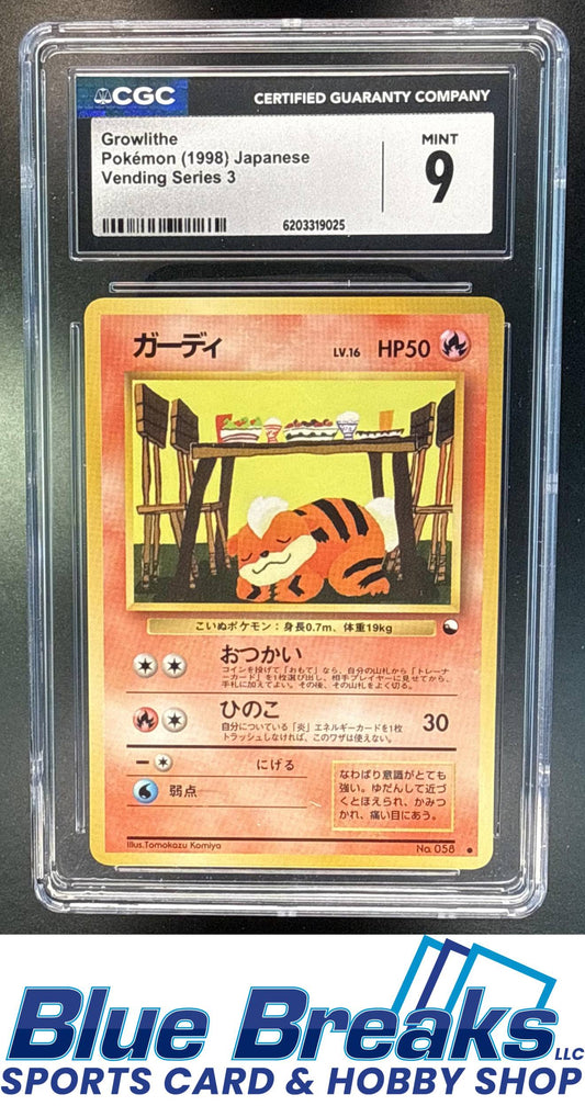 1998 Pokemon Japanese Vending Series 3 Growlithe #058 CGC 9