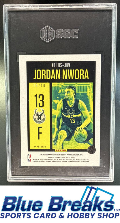 2020 Panini Flux Jordan Nwora #FRS-JNW Rookie Signatures Gold 10/10 RC Auto SGC 10 10 Milwaukee Bucks