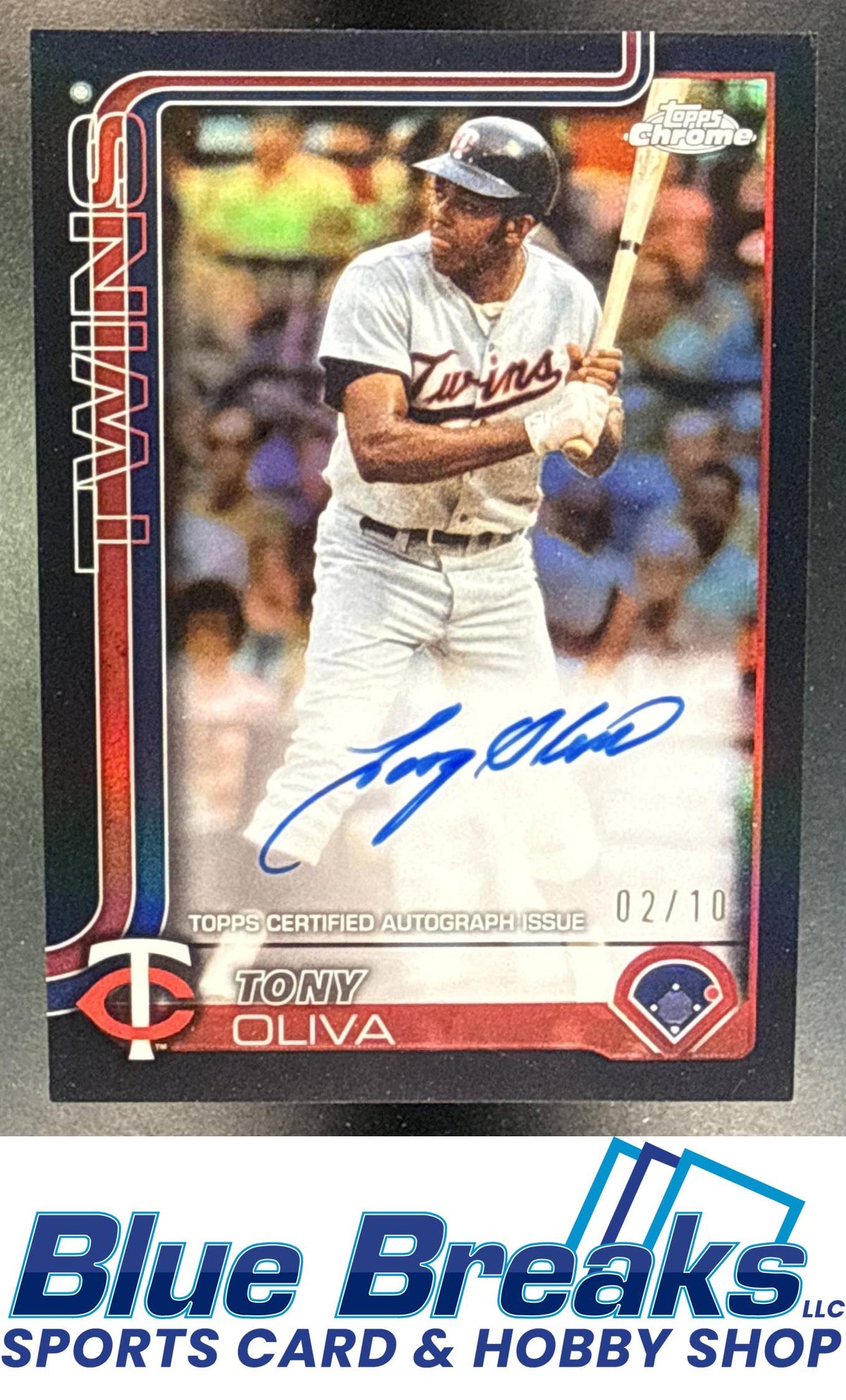 2025 Topps Chrome Update Tony Oliva #CLA-OLI Legends Auto Black Refractor 02/10 Minnesota Twins