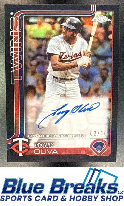 2025 Topps Chrome Update Tony Oliva #CLA-OLI Legends Auto Black Refractor 02/10 Minnesota Twins