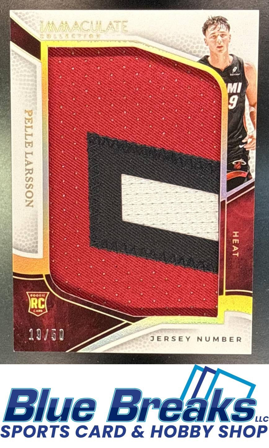 2024 Panini Immaculate Collection Pelle Larsson #16 Jumbo Patches Jersey Number 19/50 Relic RC Miami Heat
