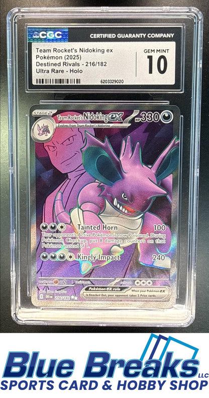 2025 Pokemon Destined Rivals Team Rocket's Nidoking ex Ultra Rare Holo #216/182 CGC 10