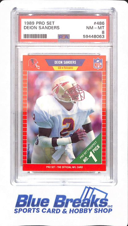 1989 Pro Set - Deion Sanders - Football - Atlanta Falcons - # 486 - PSA 8