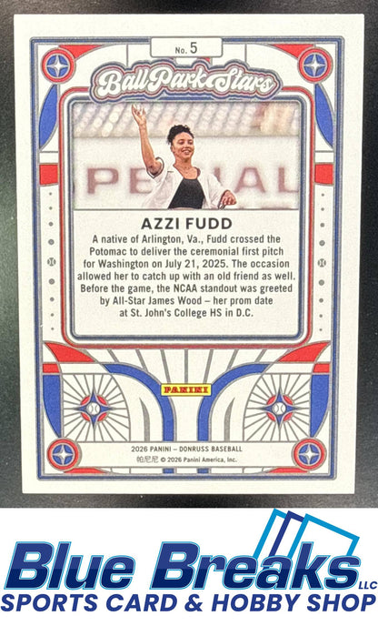 2026 Panini Donruss Ballpark Stars Azzi Fudd [RC] #5 Washington Nationals