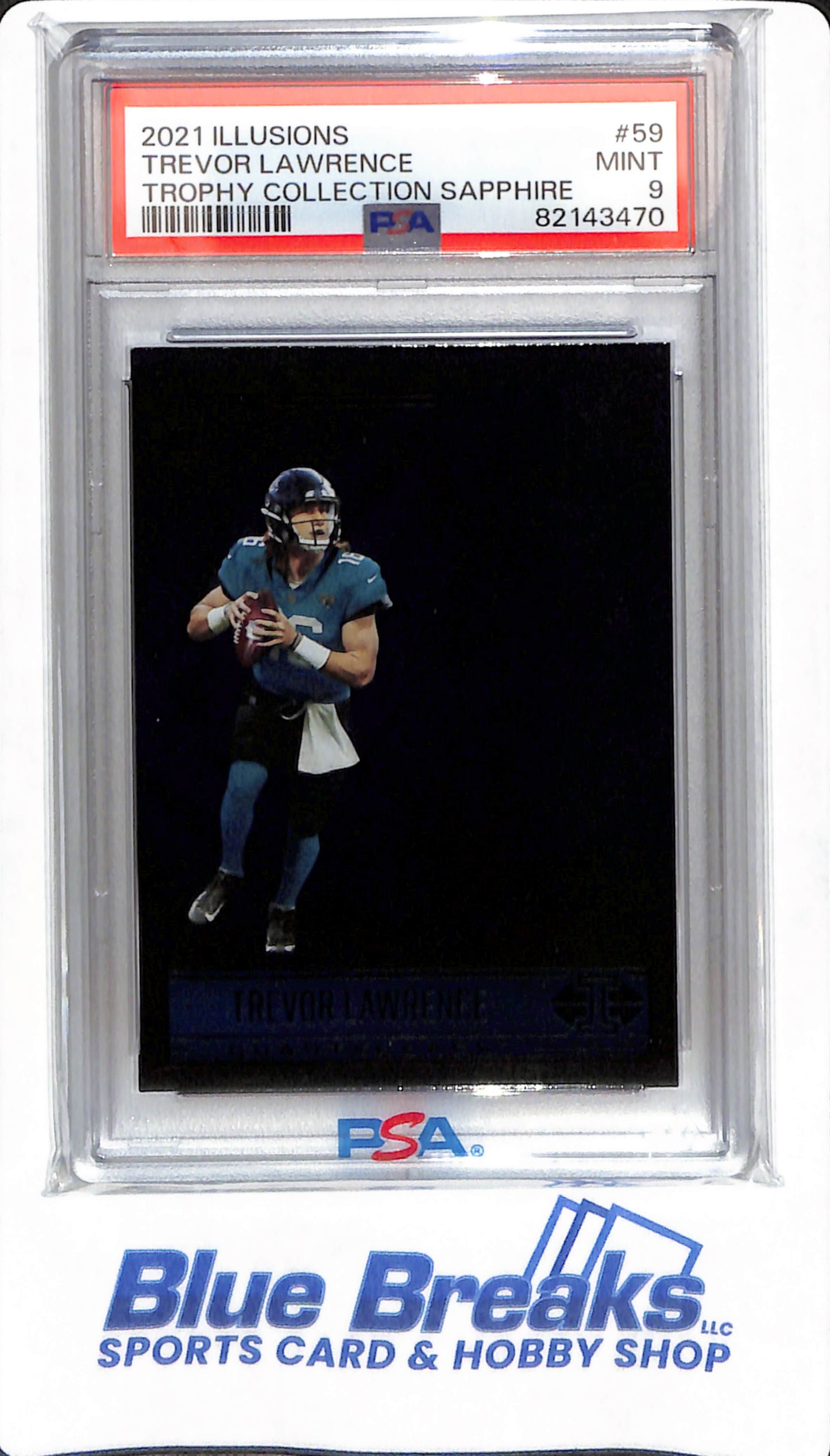 2021 Illusions - Trevor Lawrence - # 59 - PSA 9 - Football - Jacksonville Jaguars - Trophy Collection Sapphire