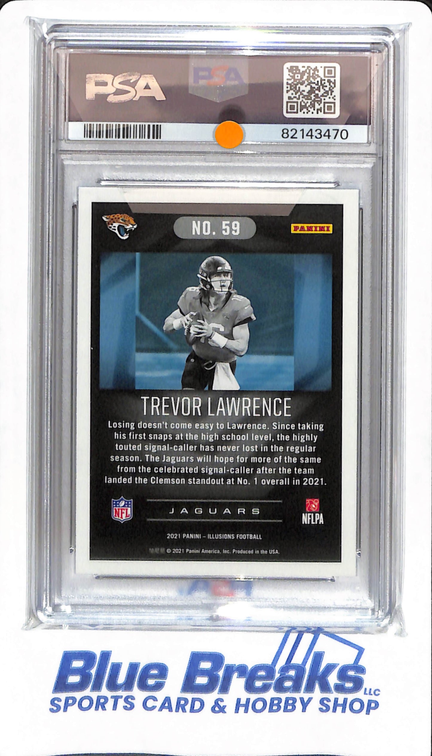 2021 Illusions - Trevor Lawrence - # 59 - PSA 9 - Football - Jacksonville Jaguars - Trophy Collection Sapphire