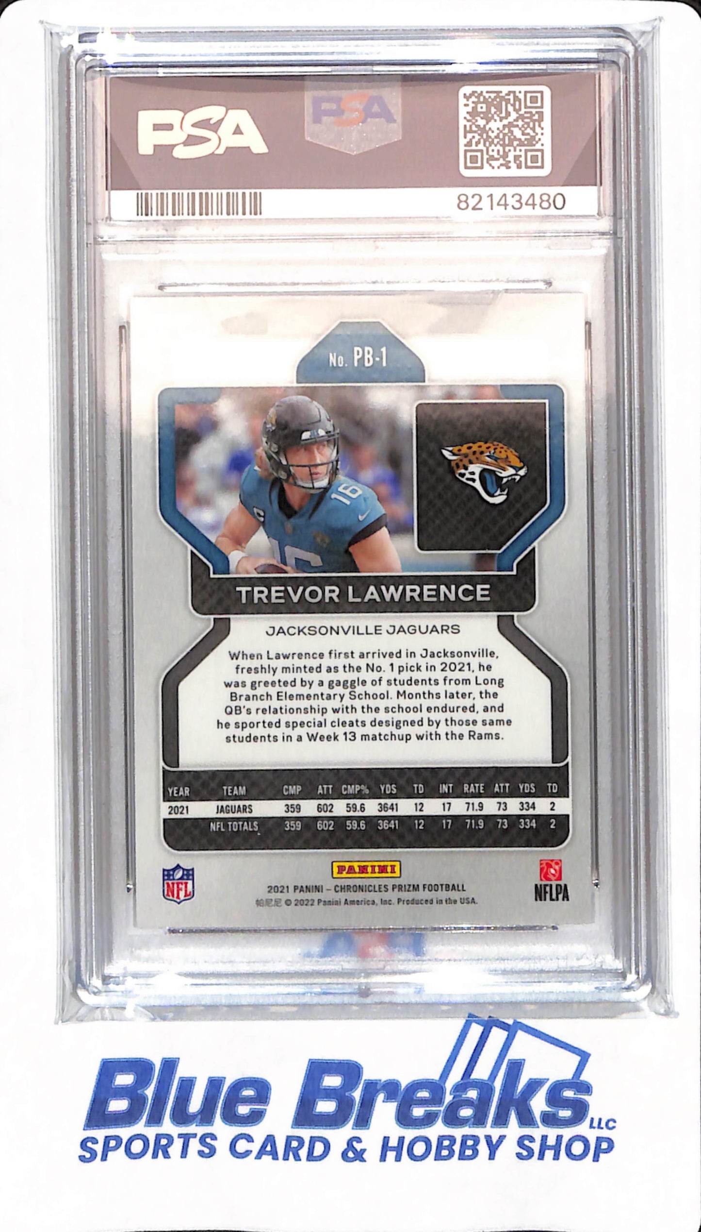 2021 Chronicles - Trevor Lawrence - # PB-1 - Football - Jacksonville Jaguars - PSA 9 - Prizm Black