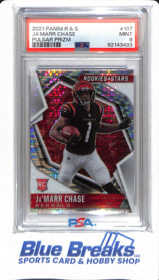 2021 Panini Rookies & Stars - Ja'Marr Chase - # 107 - PSA 9 - Football - Cincinnati Bengals - Pulsar Prizm