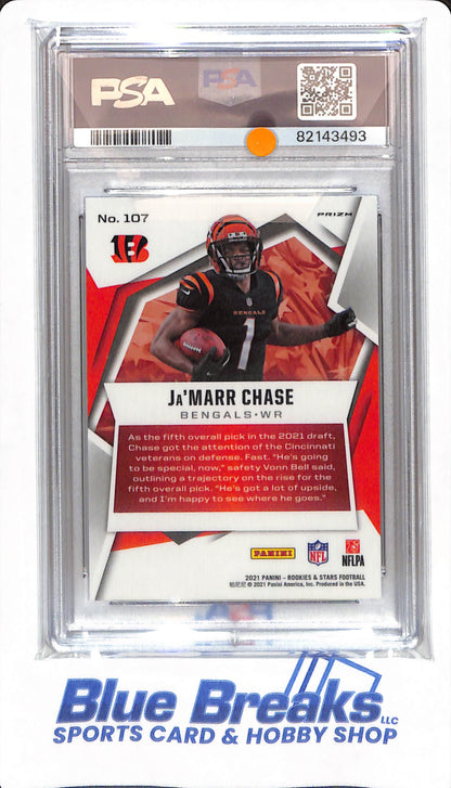 2021 Panini Rookies & Stars - Ja'Marr Chase - # 107 - PSA 9 - Football - Cincinnati Bengals - Pulsar Prizm