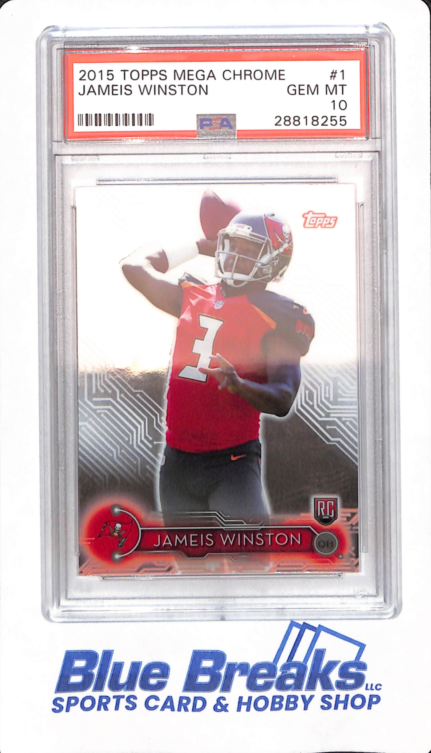 2015 Topps Mega Chrome - Jameis Winston - Football - Tampa Bay Buccaneers - Rookie - # 1 - PSA 10