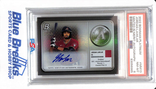 2022 Bowman Platinum - Jordan Lawlar - # MM13 - Arizona Diamondbacks - Baseball - Minted in Merit - Autographed - 28/50