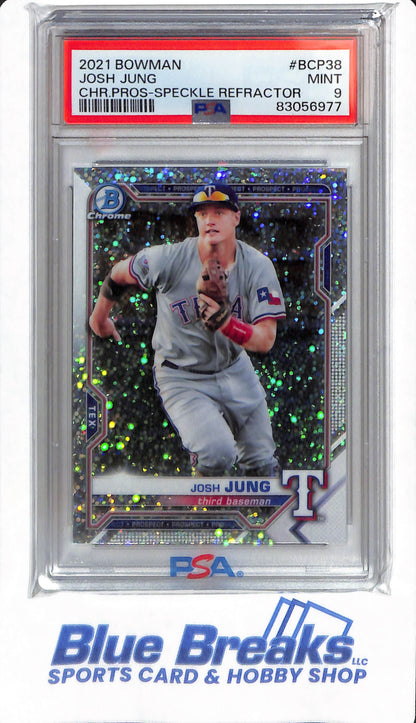 2021 Bowman - Josh Jung - #BCP38 - PSA 9 - Texas Rangers - Baseball - Chrome Prospect Speckle Refractor