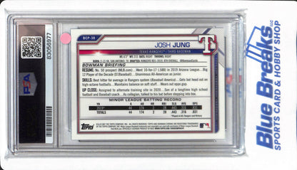 2021 Bowman - Josh Jung - #BCP38 - PSA 9 - Texas Rangers - Baseball - Chrome Prospect Speckle Refractor