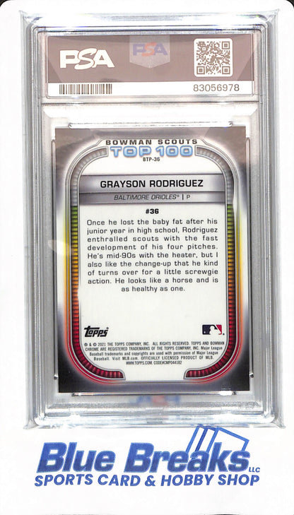 2021 Bowman - Grayson Rodriguez - # 36 - San Francisco Giants - Baseball - PSA 9 - Chrome Top 100 Atomic Refractor