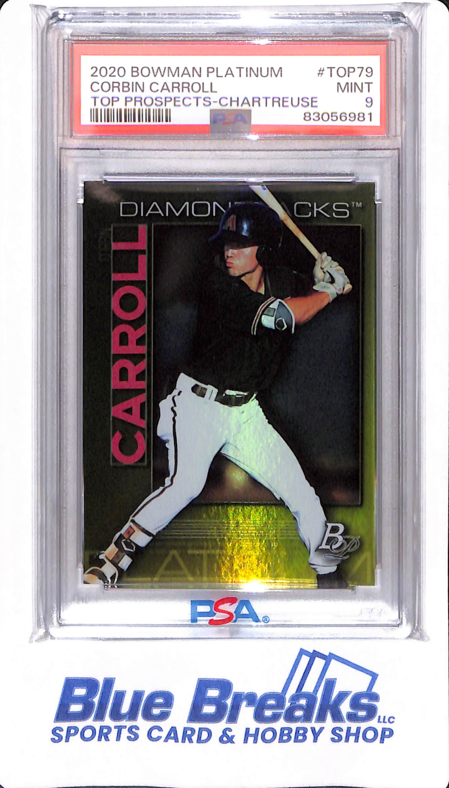 2020 Bowman Platinum - Corbin Carroll - #TOP79 - PSA 9 - Arizona Diamondbacks - Top Prospects Chartreuse - Baseball