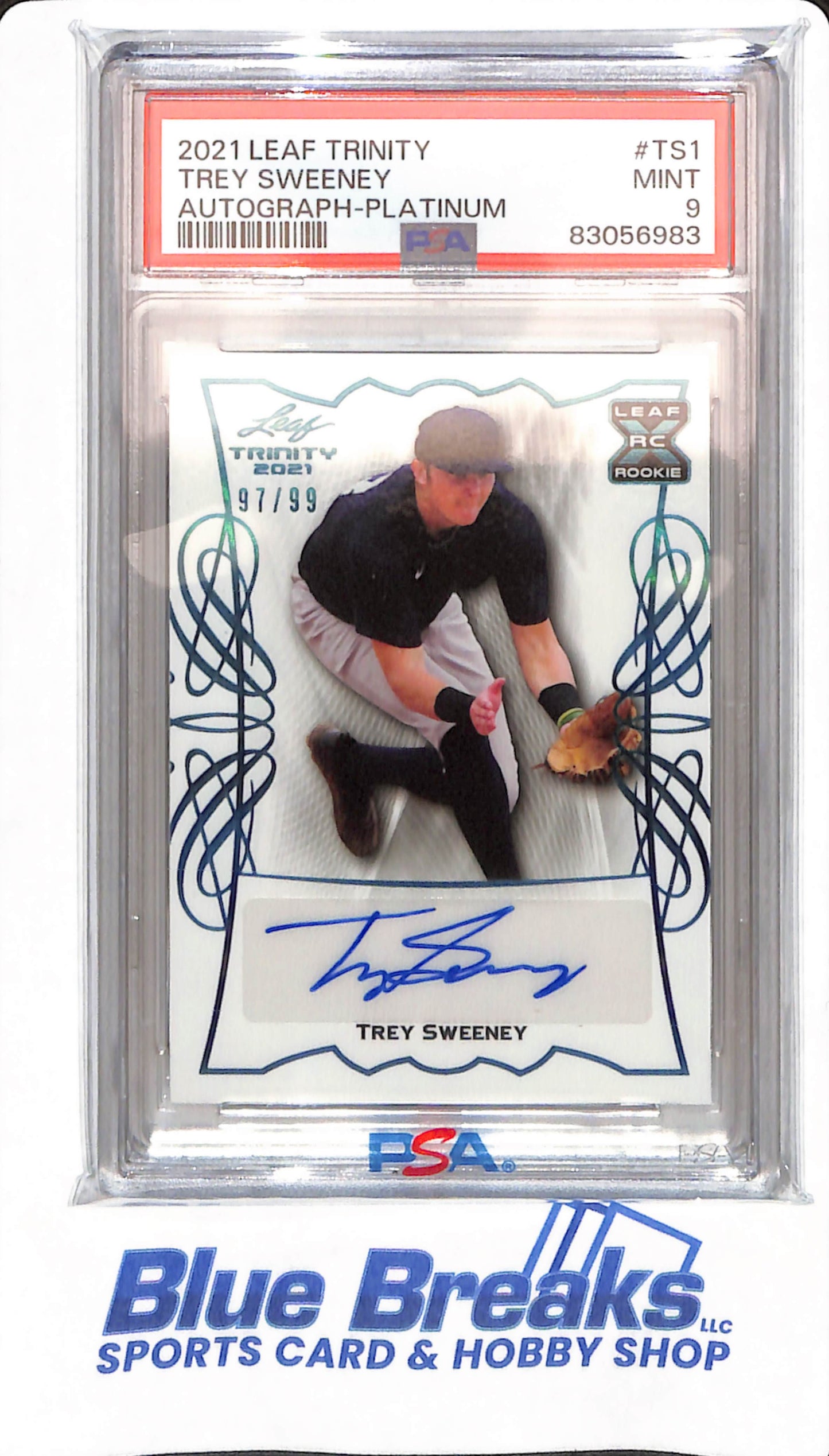 2021 Leaf Trinity - Trey Sweeney - # TS1 - PSA 9 - Baseball - Detroit Tigers - 97/99 - Autographed - Platinum