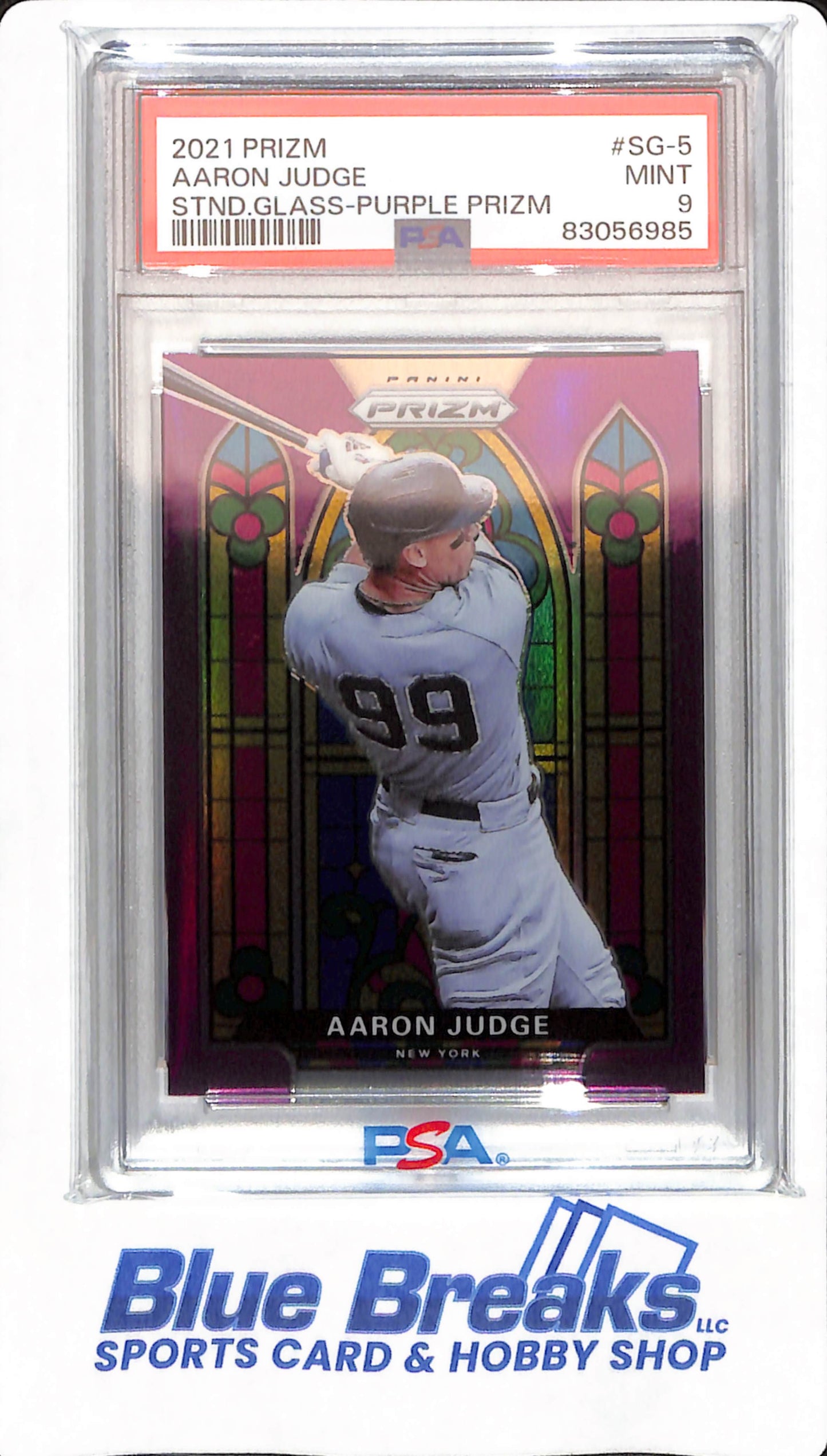 2021 Prizm - Aaron Judge - # SG-5 - New York Yankees - Baseball - PSA 9 - Stained Glass Purple Prizm