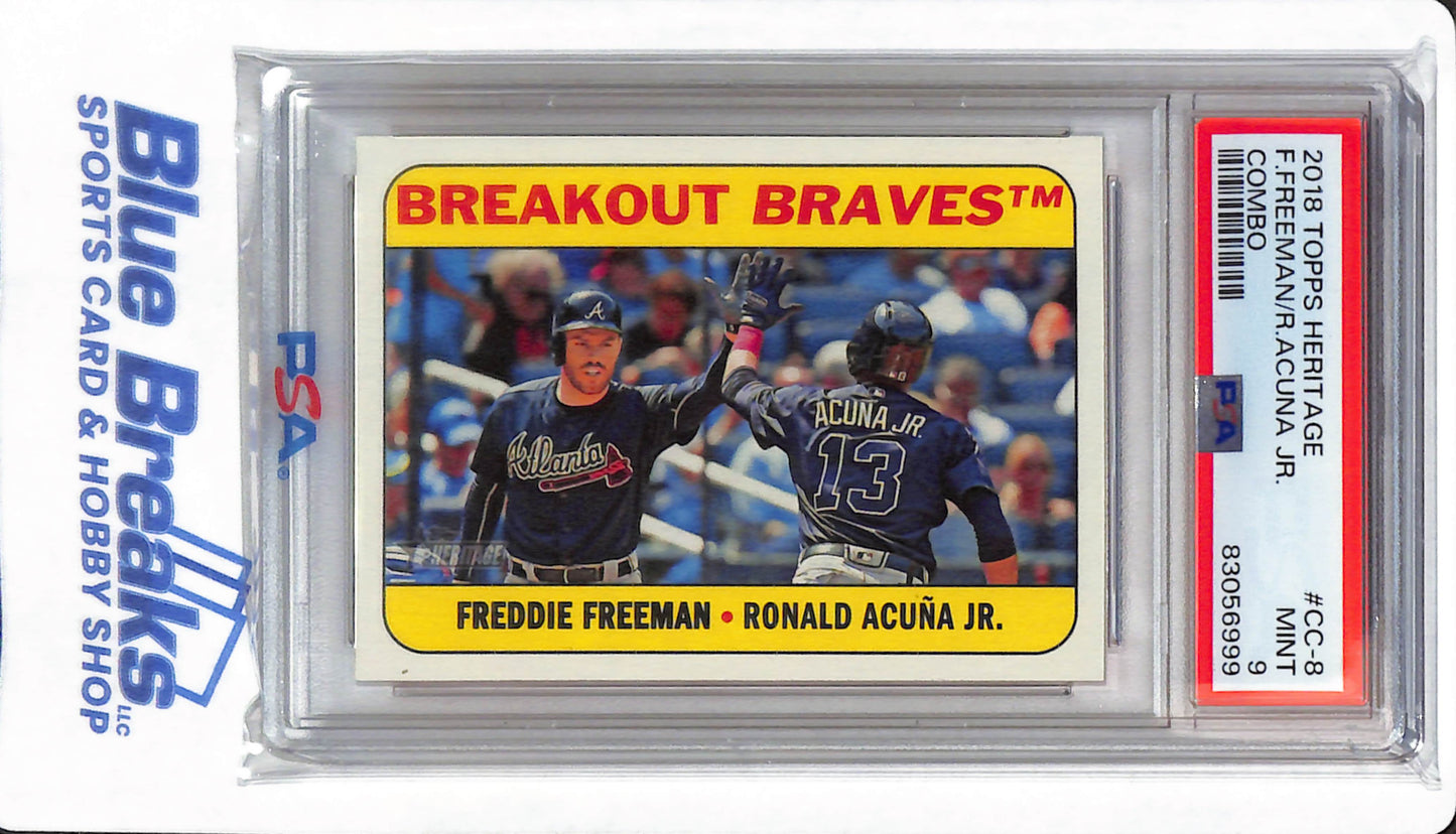 2018 Topps Heritage - Freddie Freeman / Ronald Acuna Jr - #CC-8 - PSA 9 - Atlanta Braves - Baseball - Combo