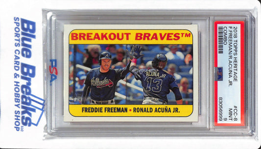 2018 Topps Heritage - Freddie Freeman / Ronald Acuna Jr - #CC-8 - PSA 9 - Atlanta Braves - Baseball - Combo