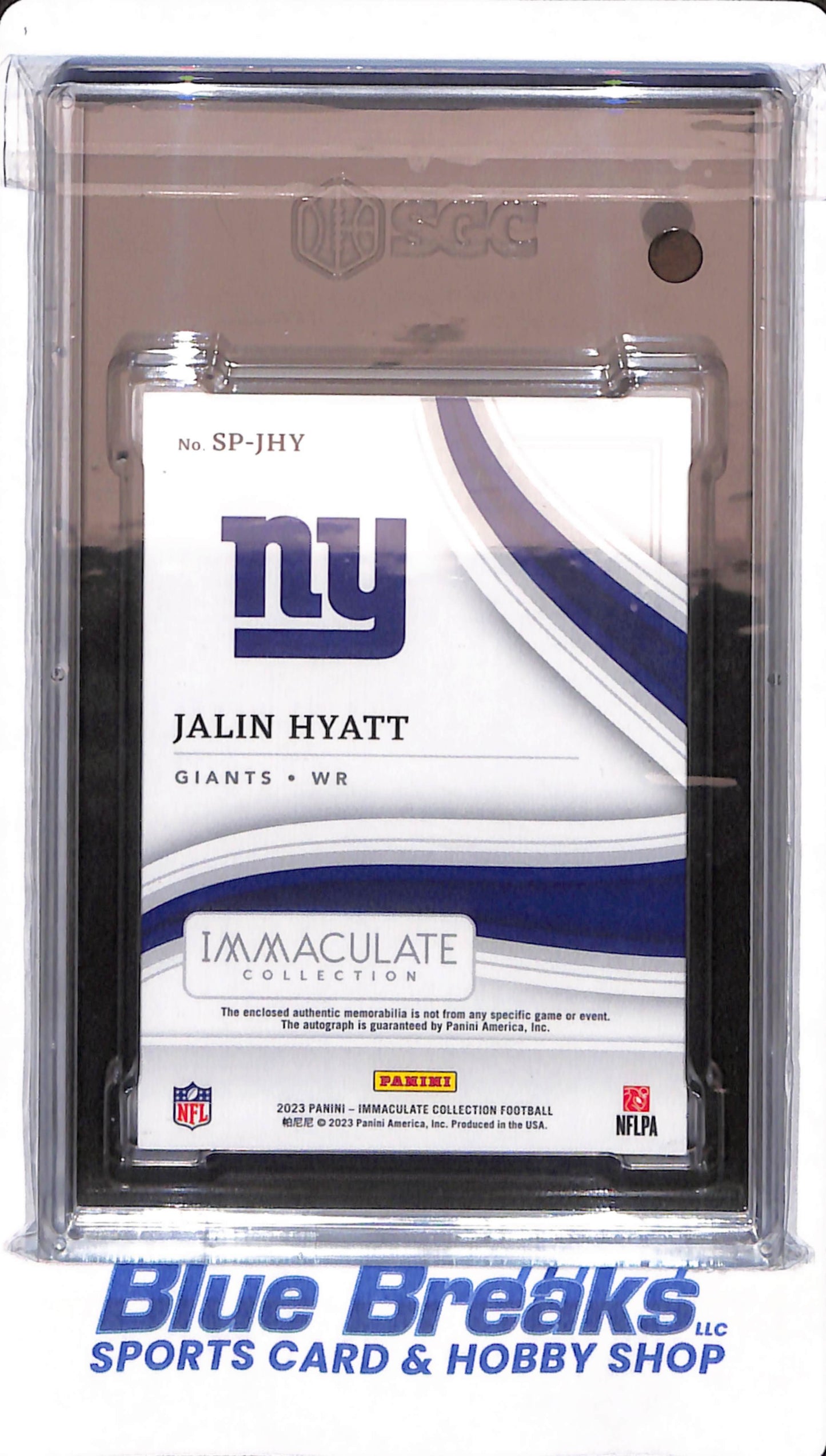 2023 Panini Immaculate - Jalin Hyatt - # SP-JHY - New York Giants - Football - Signature Patches - SGC 8 - 82/99