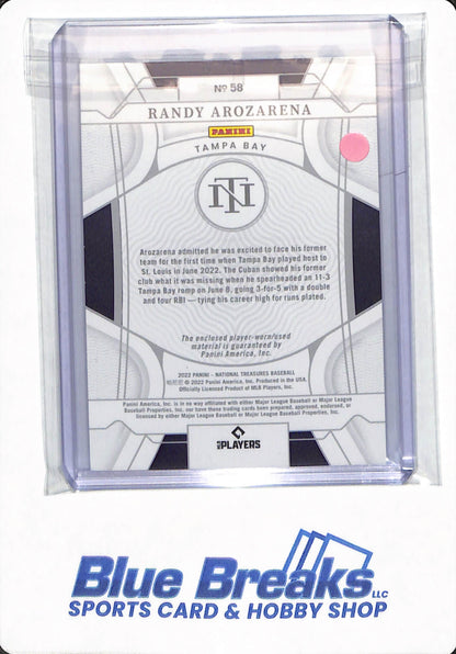 2022 Panini National Treasures - Randy Arozarena - #58 - Tampa Bay Rays - Baseball - 25/25