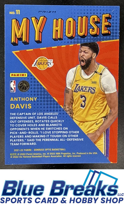 2021 Panini Donruss Optic Anthony Davis #11 My House Gold Wave Prizm Los Angeles Lakers