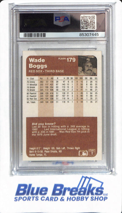 1983 Fleer - Wade Boggs - #179 - PSA 8 - Boston Red Sox - Baseball