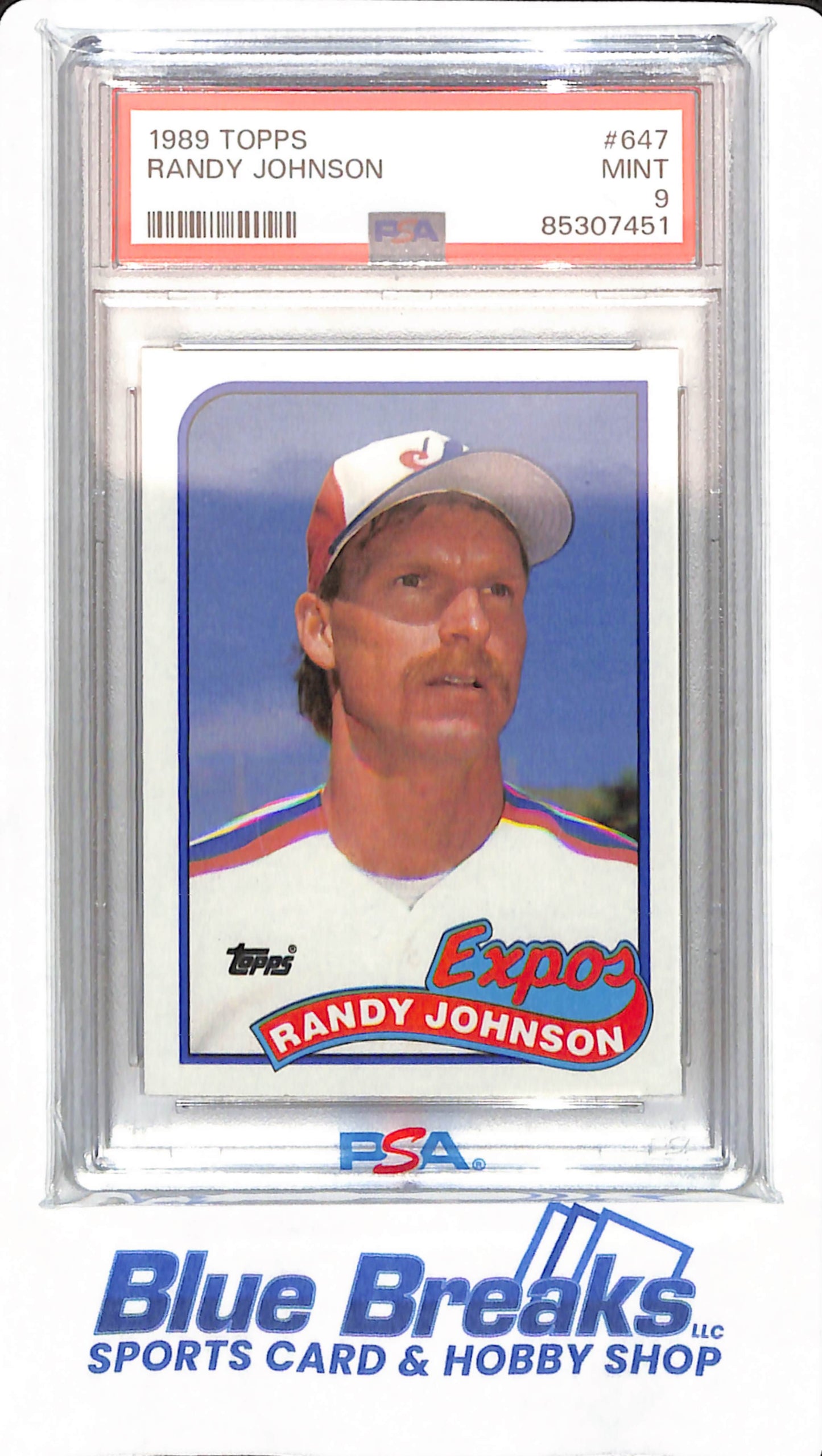 1989 Topps - Randy Johnson - # 647 - Montreal Expos - Baseball - PSA 9