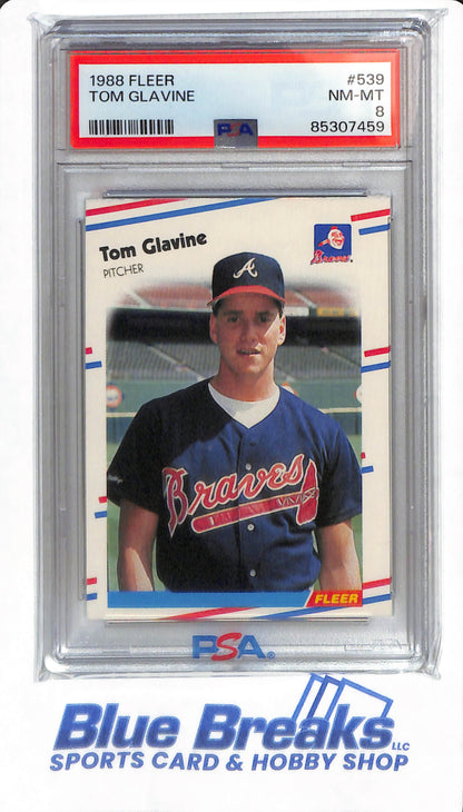 1988 Fleer - Tom Glassine - #539 - PSA 8 - Atlanta Braves - Baseball
