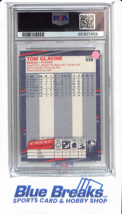 1988 Fleer - Tom Glassine - #539 - PSA 8 - Atlanta Braves - Baseball