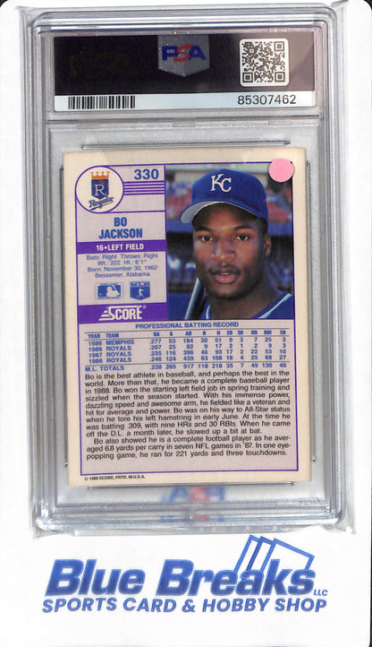 1989 Score - Bo Jackson - #330 - PSA 8 - Kansas City Royals - Baseball