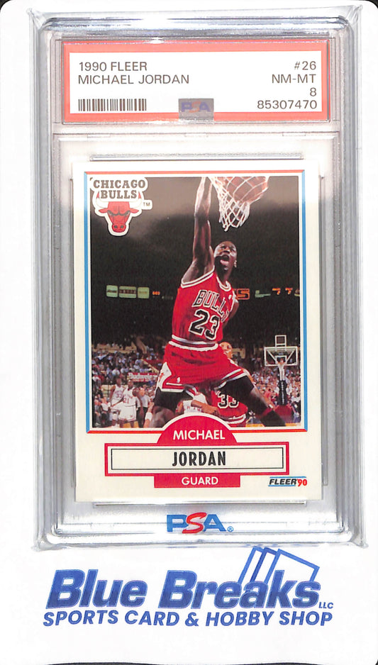 1990 Fleer - Michael Jordan - # 26 - Basketball - Chicago Bulls - PSA 8