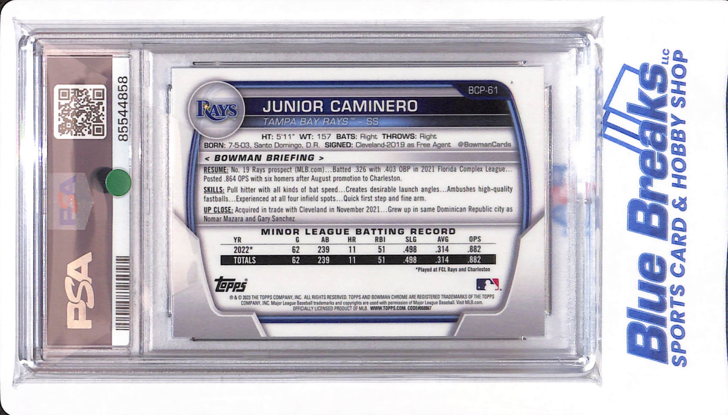 2023 Bowman Chrome Mega Box - Junior Caminero - # 61 - Tampa Bay Rays - PSA 10 - Baseball - Chrome