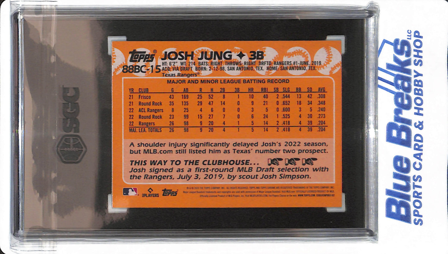 2023 Topps Chrome - Josh Jung - #88BC-15 - SGC 9.5 - Texas Rangers - Baseball - Topps 88 Design