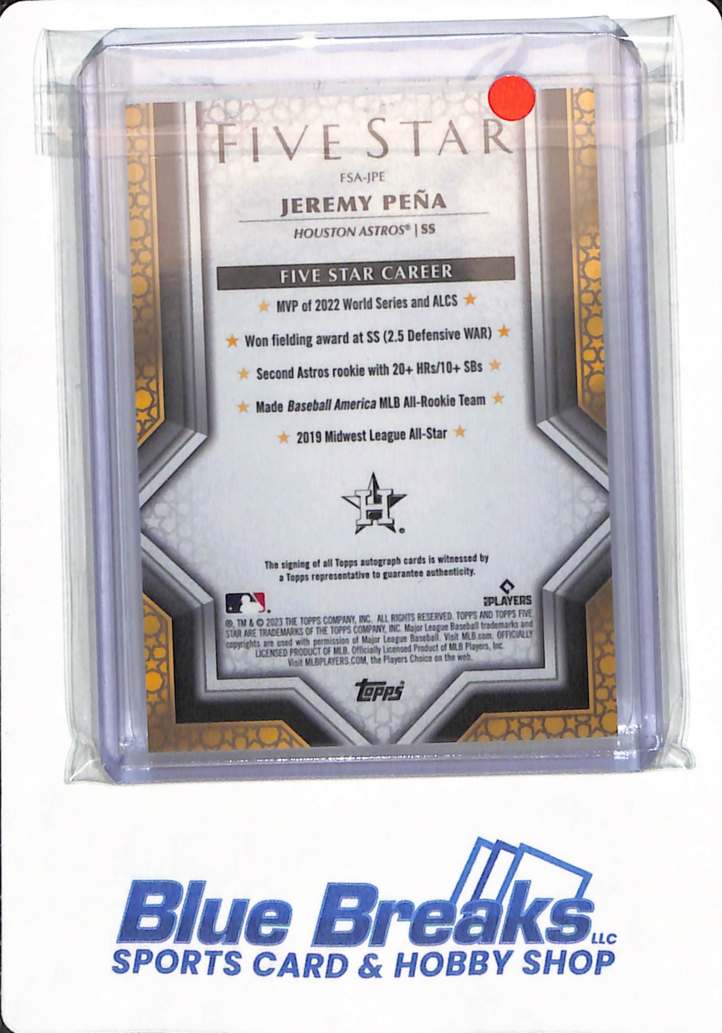 2023 Topps Five Star - Jeremy Pena - # FSA-JPE - Houston Astros - Baseball - Purple - Autographed - 48/50